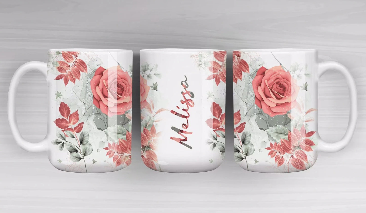 Pink Floral Personalised Mug