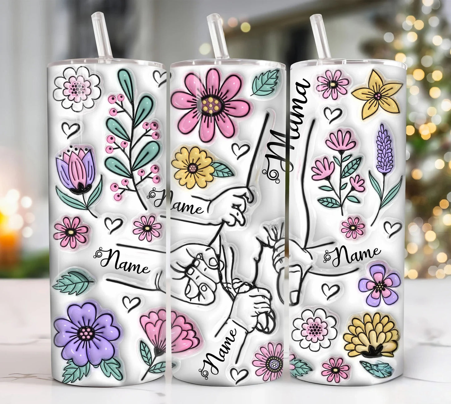 Children Holding Mum's Hand Personalised Tumbler