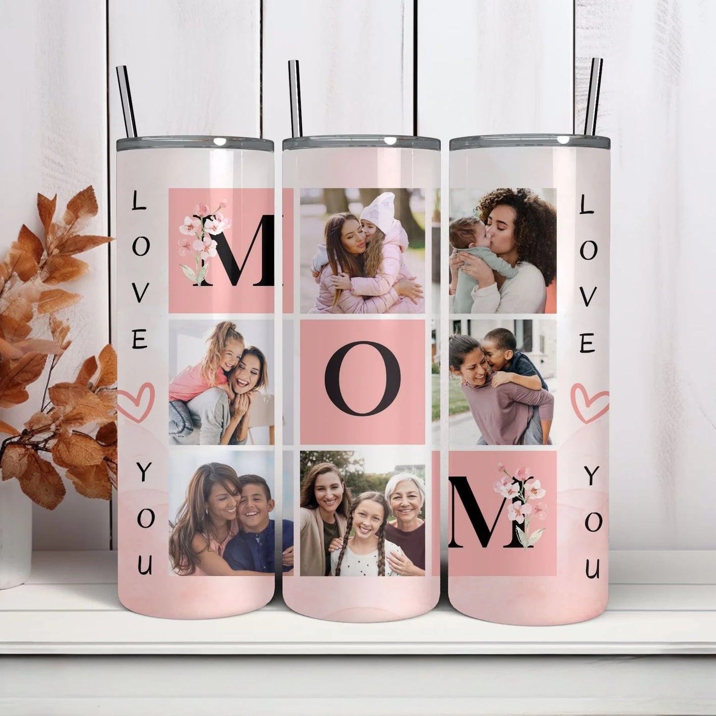 Love You Mom 6 Picture Personalised Tumbler