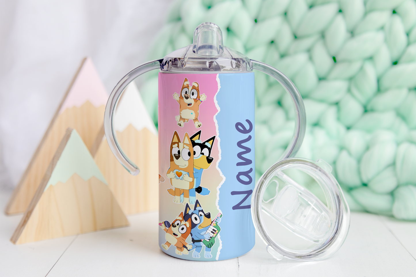 Bluey Personalised Baby Blue Sippy Tumbler