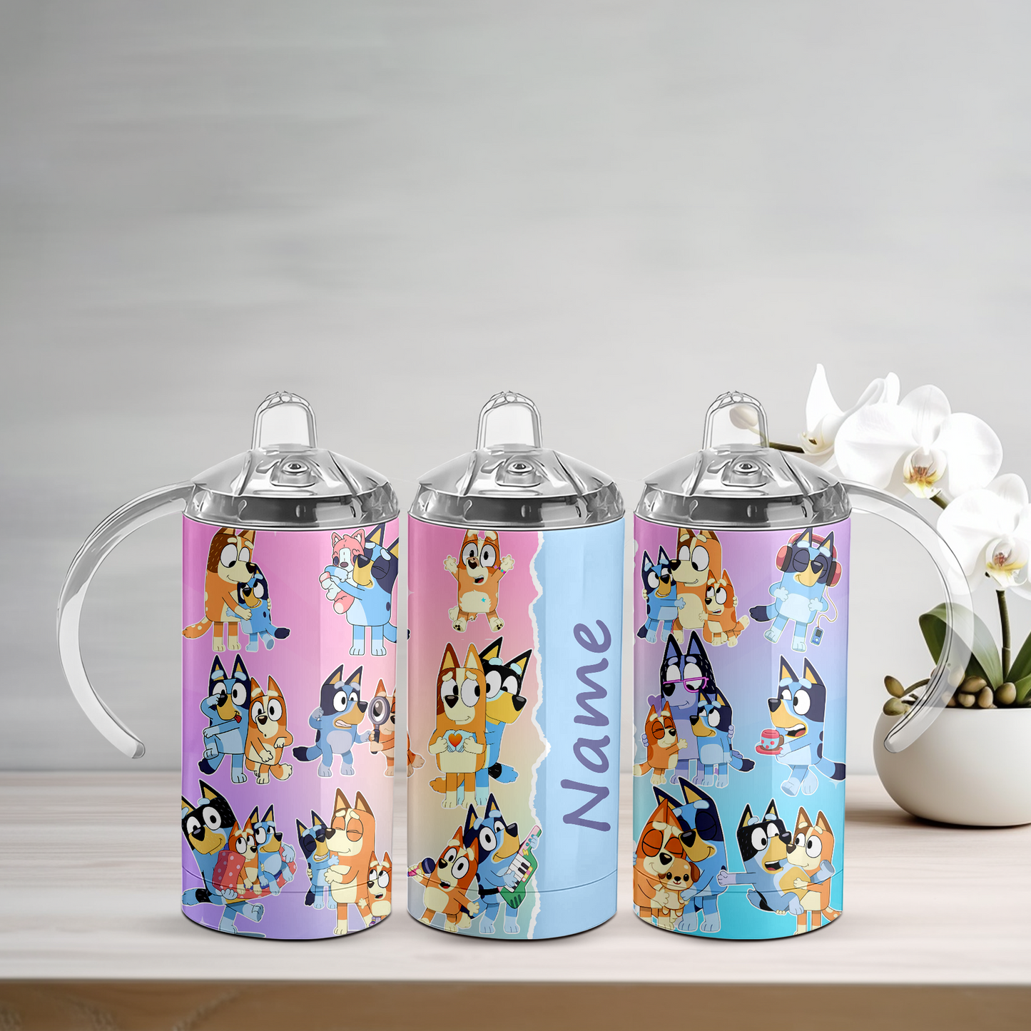 Bluey Personalised Baby Blue Sippy Tumbler