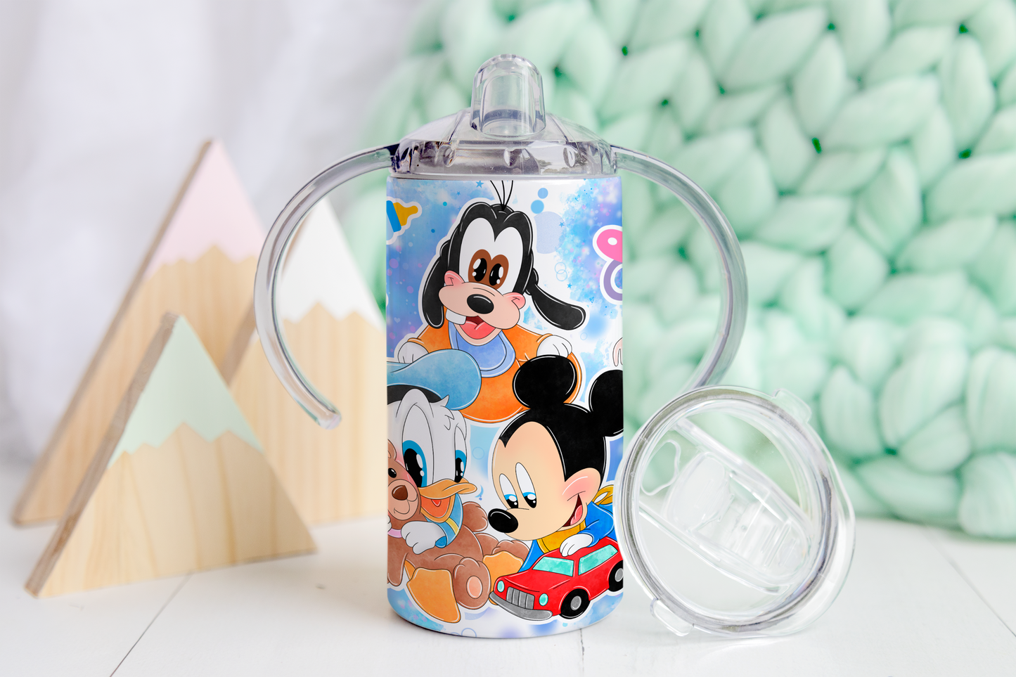 Cartoon Babies Blue Sippy Tumbler