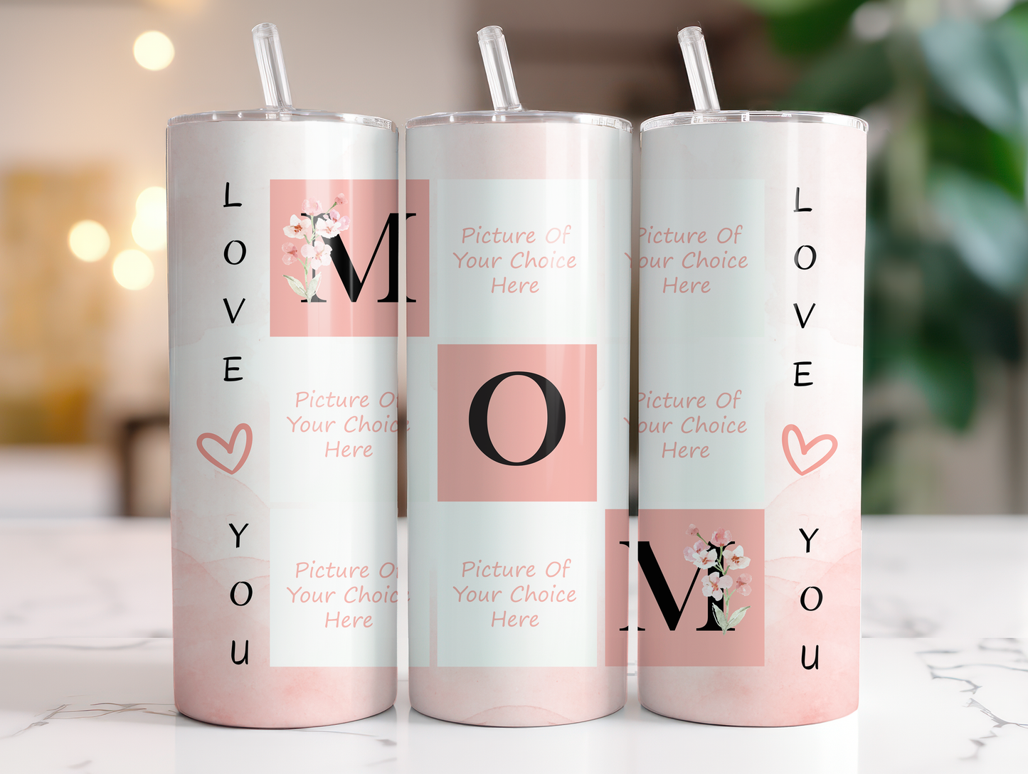 Love You Mom 6 Picture Personalised Tumbler