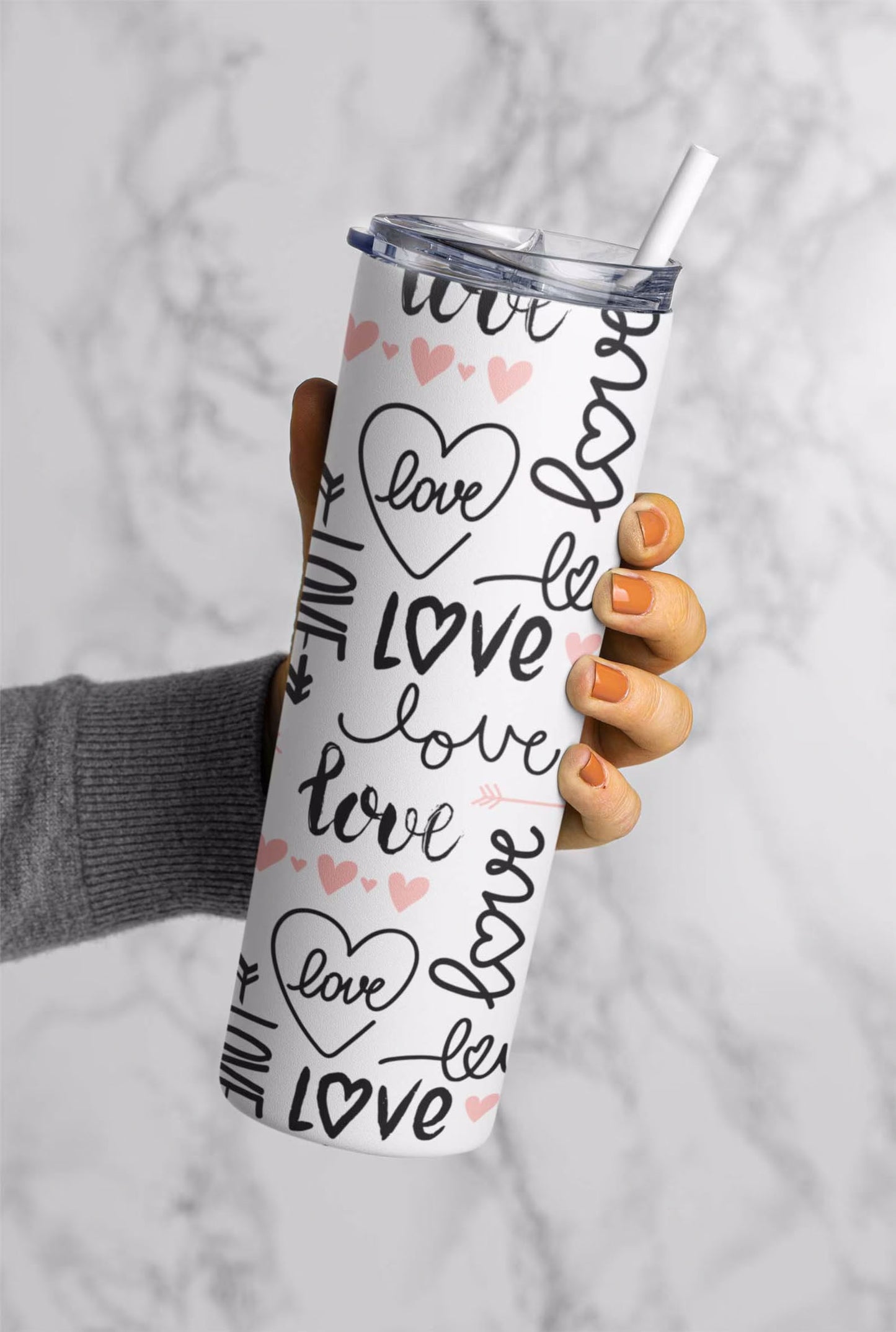 Pink Love Hearts Tumbler