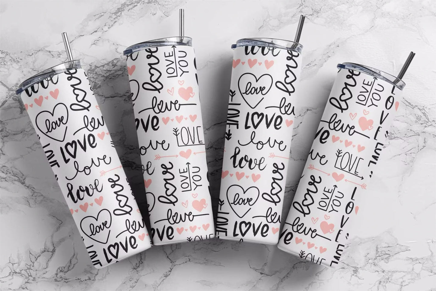 Pink Love Hearts Tumbler