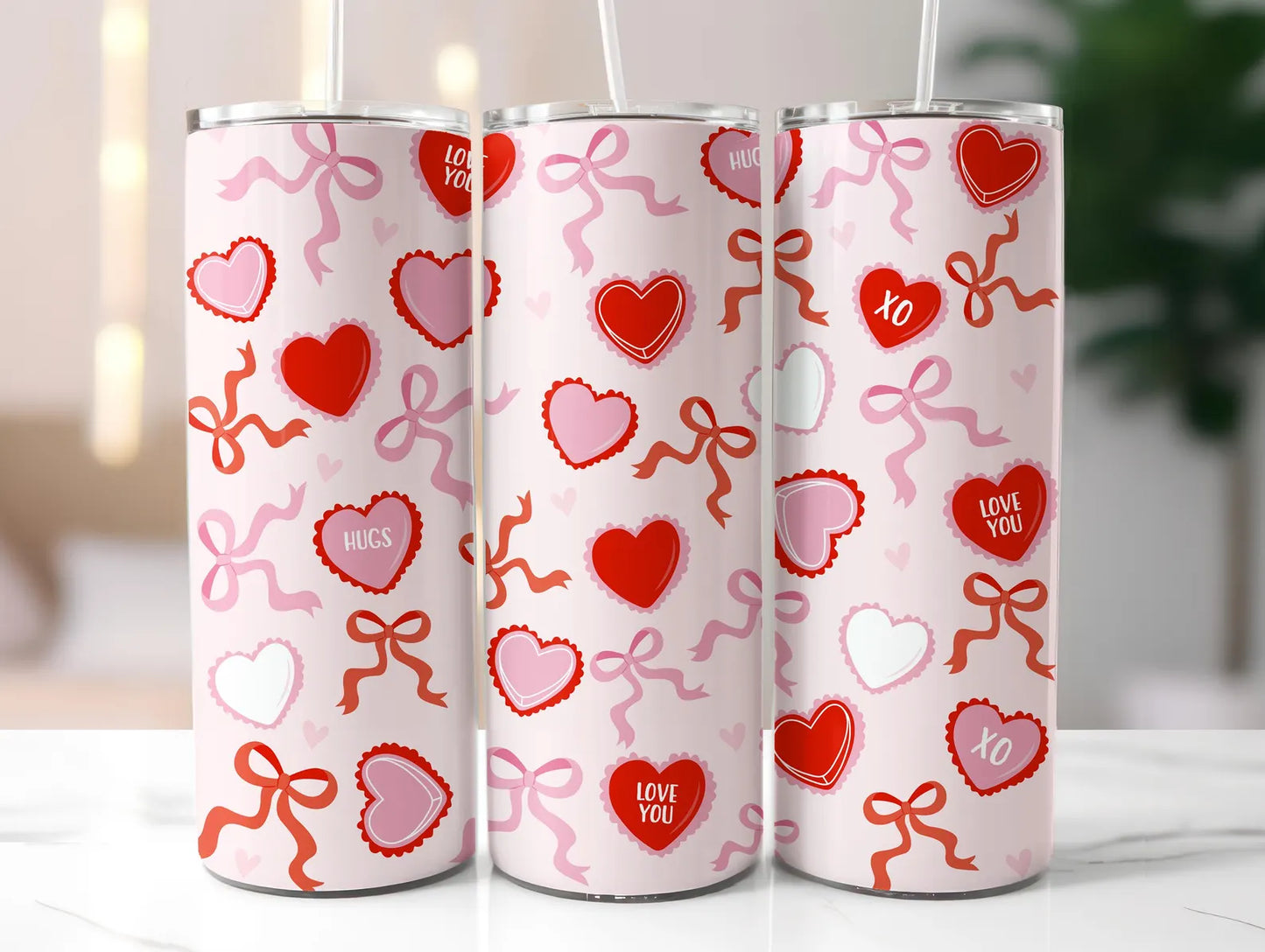 Pink Hearts & Bows Tumbler