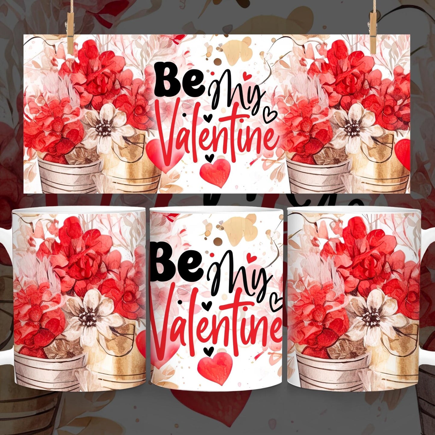 Be My Valentine Floral Mug