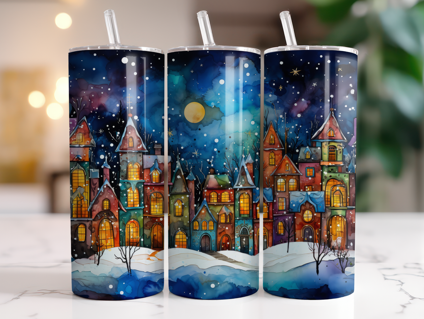 Houses In The Snow Tumbler