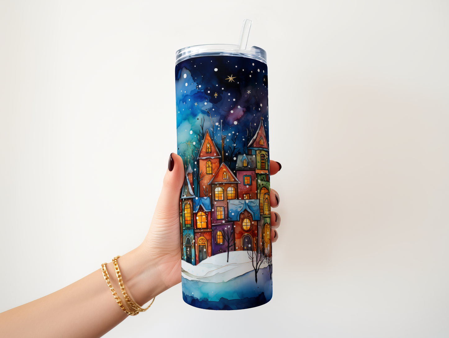 Houses In The Snow Tumbler