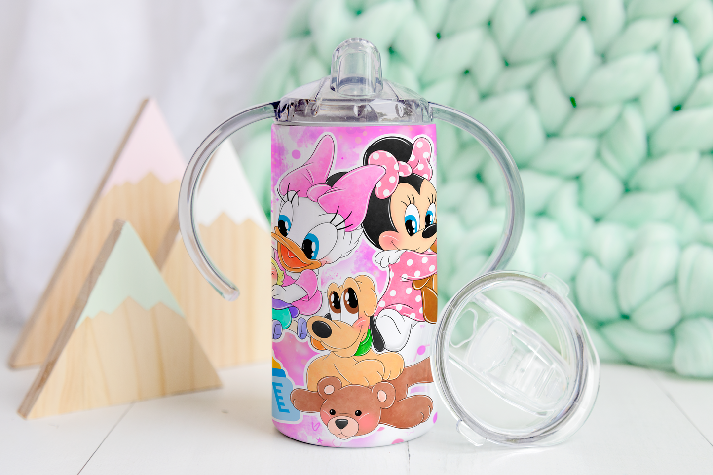 Cartoon Babies Pink Sippy Tumbler