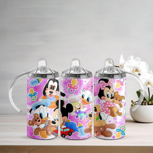 Cartoon Babies Pink Sippy Tumbler