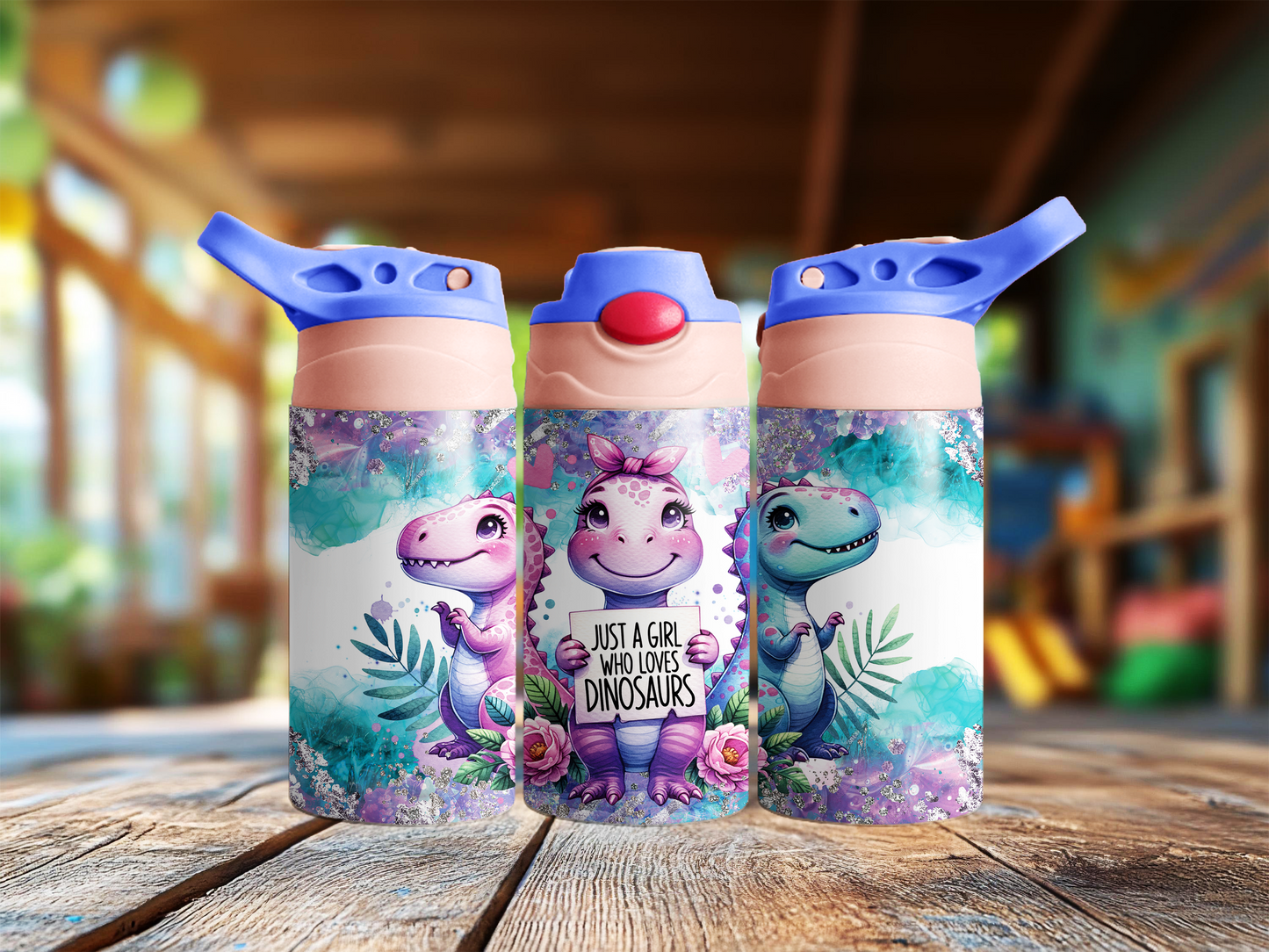 A Girl Who Loves Dinosaurs Children's Tumbler