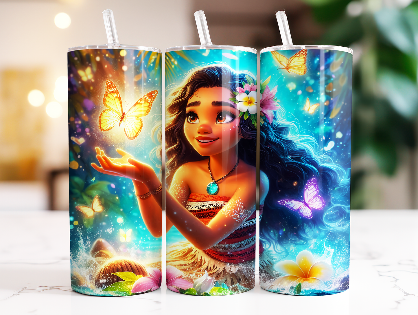 Moana Glowing Butterfly Tumbler