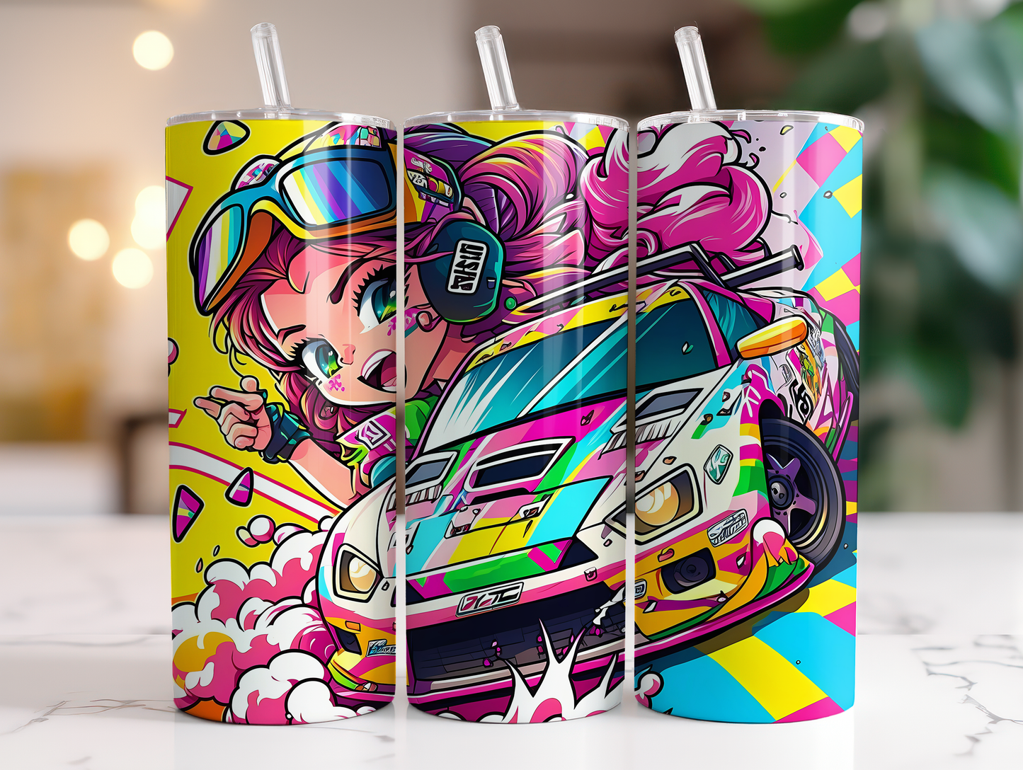 Neon Race Car 20oz Tumbler