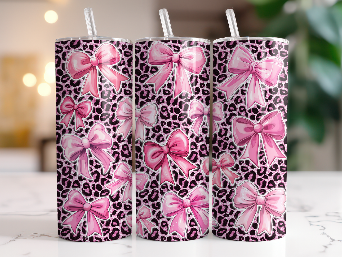 Pink Bow Leopard Skin 20oz Tumbler
