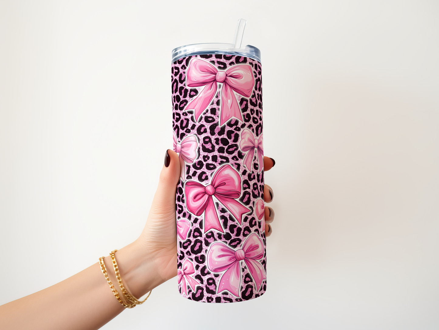 Pink Bow Leopard Skin 20oz Tumbler